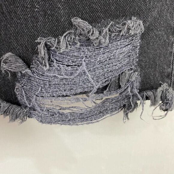 Carmar Black High Rise Slim Fit Distressed Floral Embroidered Denim Skirt - Picture 7 of 14